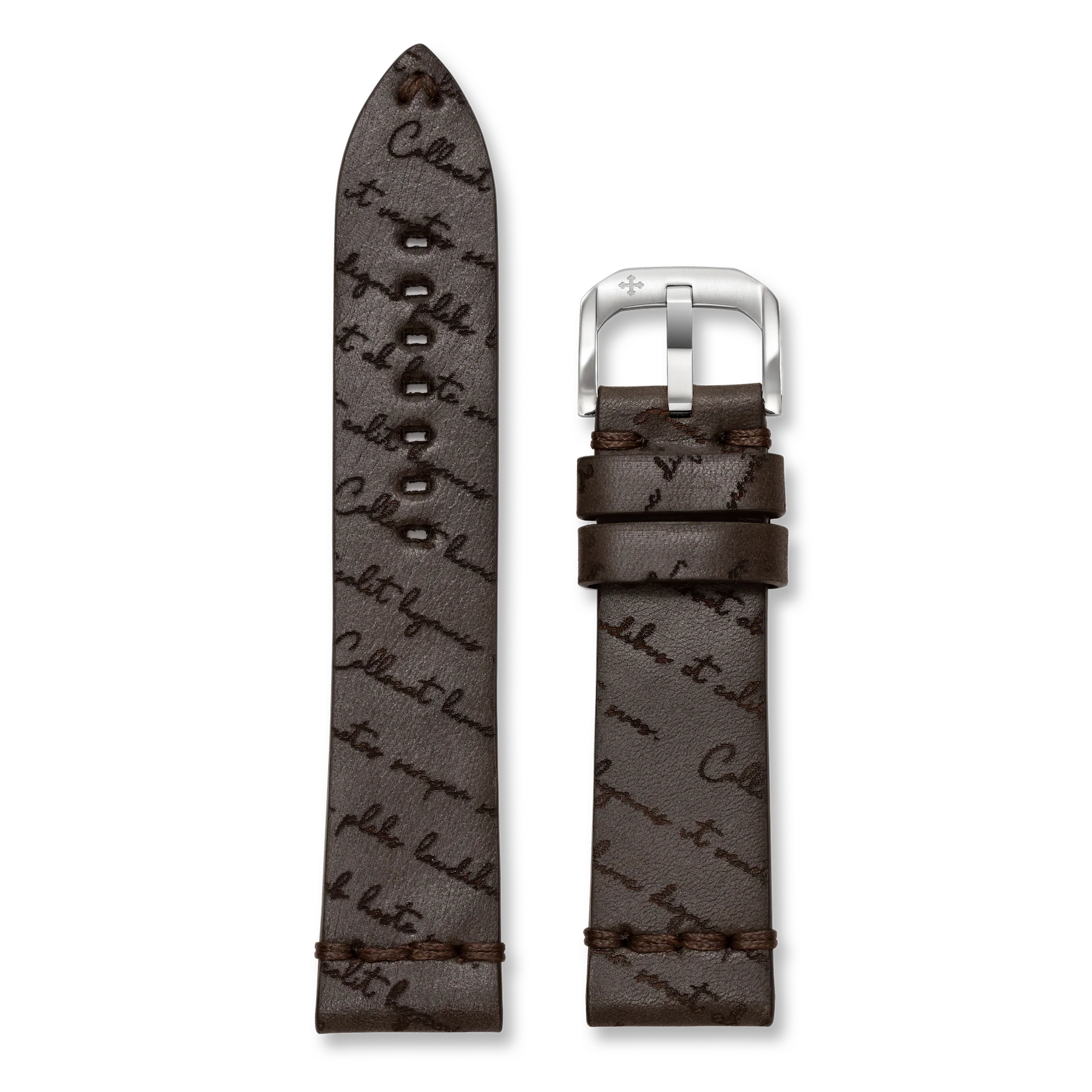 Engraved Leather Strap 22mm - Brown